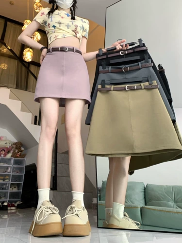 Цветной универсальный костюм, летняя юбка, цветное защитное белье, высокая талия, А-силуэт, с акцентом на бедрах