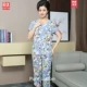 Bộ đồ ngủ plus fat plus size phụ nữ béo mm200 kg bộ đồ cotton ngắn tay mùa hè lỏng lẻo cho mẹ béo phục vụ tại nhà 0 - Giống cái