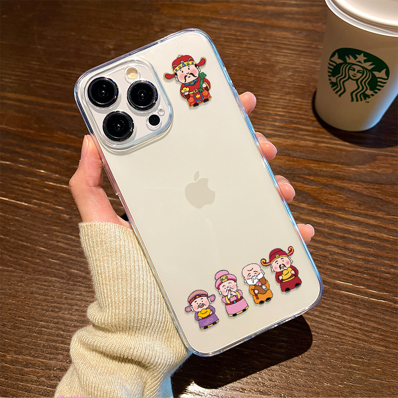 Suitable for Apple 18/17 Phone Case, God of Wealth iPhone 16 /15 New Model, 14Plus Transparent, 13Promax Simple, 12Mini Cute, 11 Female Cartoon, Air High-Grade Silicone Soft Case for Couples