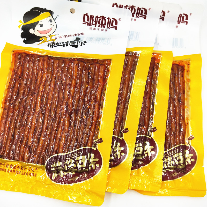 Wu spicy mom garlic bean strips 100g*10 packets of bean strips, bean products, cooked food, rice snacks, spicy noodles