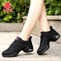 Niu overbearing autumn new flying weaving square dance shoes soft-soled dance womens shoes breathable mesh heel dance shoes 9955