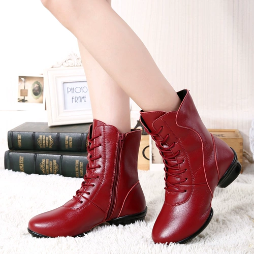 牛霸道 Кожаные высокие демисезонные танцующие ботинки