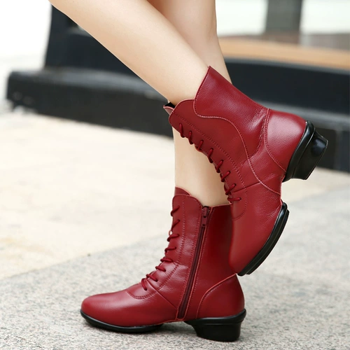 牛霸道 Кожаные высокие демисезонные танцующие ботинки