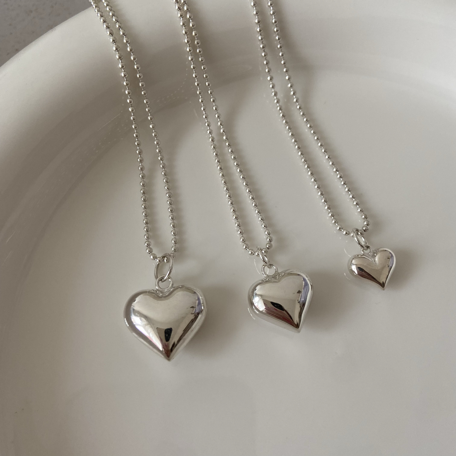 3Auオリジナルs925ハンドメイドスターリングシルバーラウンドビーズシンプルな愛東大門小湘風シルバー鎖骨ネックレス気質