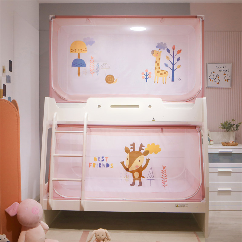 New children anti-fall primary-secondary bed mosquito nets pull up bunk beds Double beds Home Lower bunk beds Special trapezoid up and down bunk beds