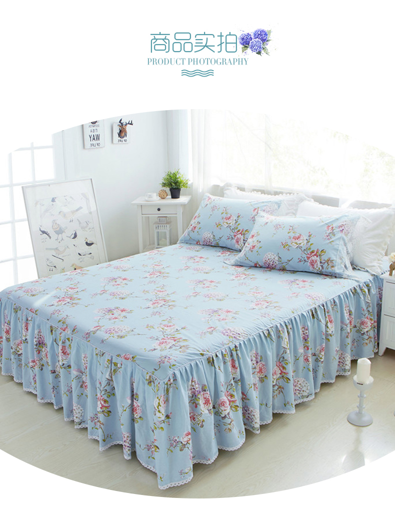 Váy cotton hàn quốc đơn mảnh trải giường bằng vải ren ba mảnh đặt 1,5m1,8 m 2 m đôi giường nhóm tùy chỉnh - Váy Petti ga giường viền họa tiết