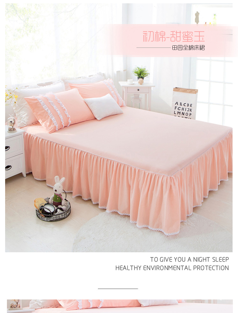 Váy cotton hàn quốc đơn mảnh trải giường bằng vải ren ba mảnh đặt 1,5m1,8 m 2 m đôi giường nhóm tùy chỉnh - Váy Petti ga giường viền họa tiết