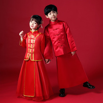 Chinese style flower boy gown girl wedding gown Chinese style Tang dress little girl child wedding show and boy ancient dress