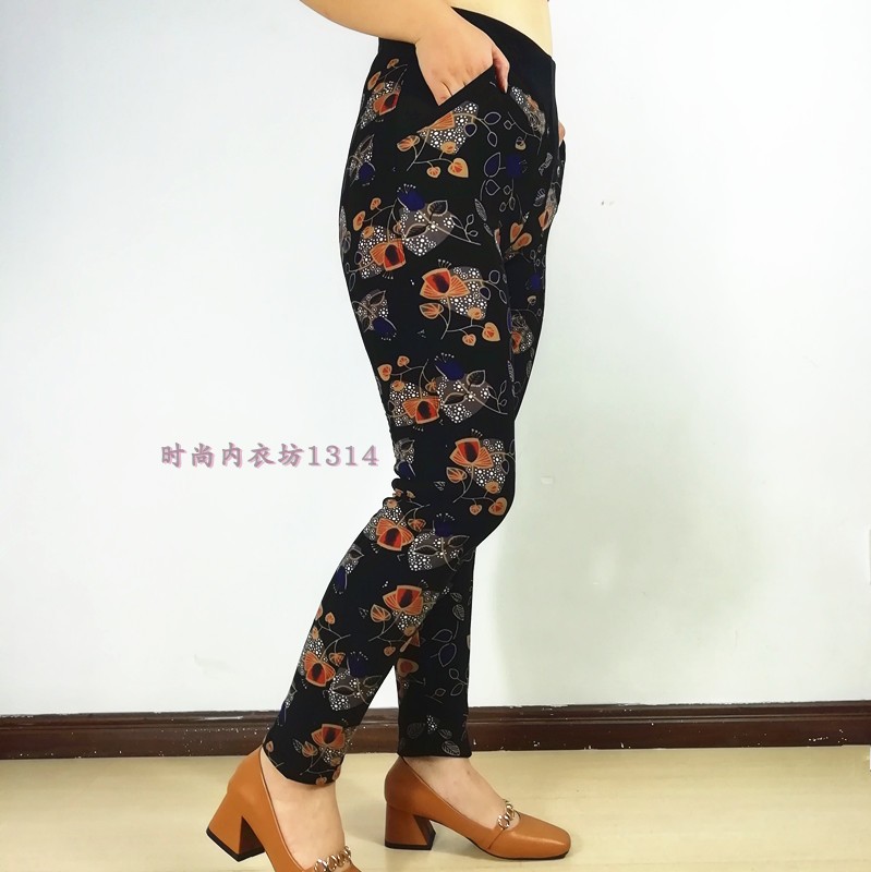 Quần cotton nữ trung niên mùa đông cộng với quần nhung ấm modal eo cao lạc đà đầy đủ quần cotton cỡ lớn mặc mỏng quần giữ nhiệt