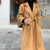 Classic camel double-sided cashmere coat womens long loose 2020 autumn and winter popular wool wool coat