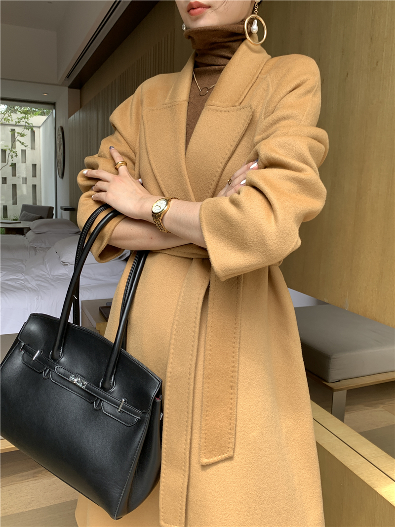 Double-sided cashmere coat women's 2022 new Korean version mid-length high-end temperament thickened woolen woolen coat