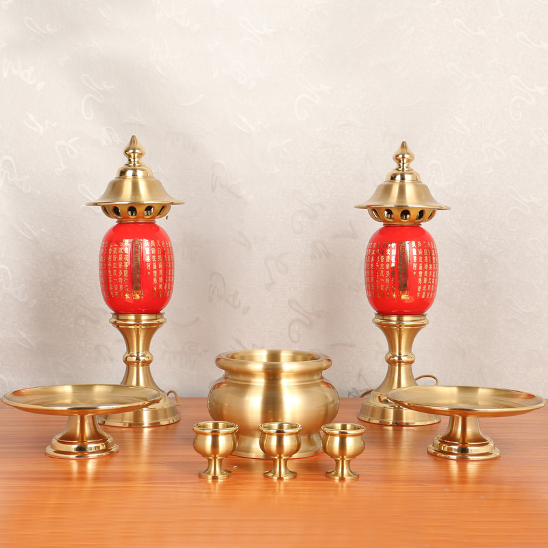 Special dedicated to the Lord of the Gods with supplies to suit pure copper for an indoor drawing incense stove Wine Glass Fairy family Gongpan 7 inches