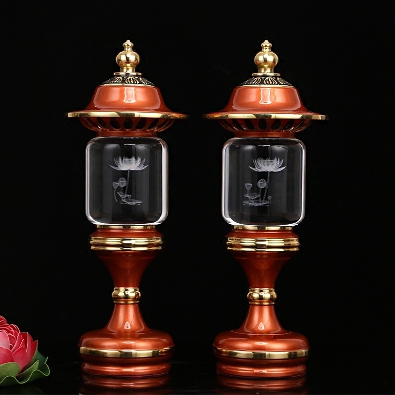 Buddha's Supplies Crystal Lotus Lantern Pure copper for the Buddha lamp Home plug-in electric lotus lamp Changming lamp Buddha front for the lamp