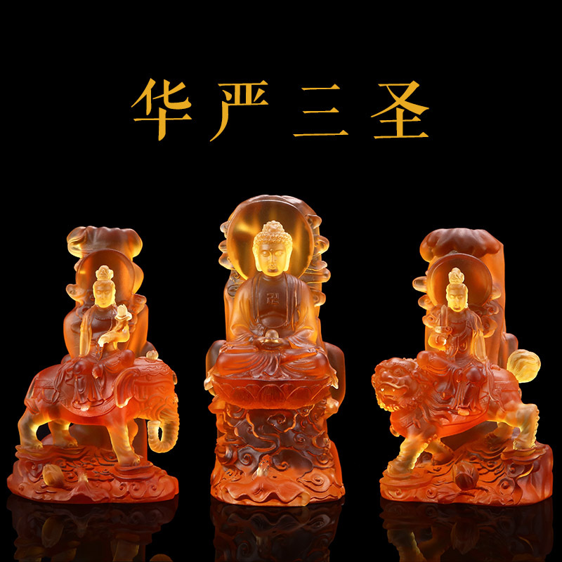 Taiwan glass sanctified holy Buddha statue for the wisdom of the Bodhisattva Pu Sa-Qa Moni Buddha