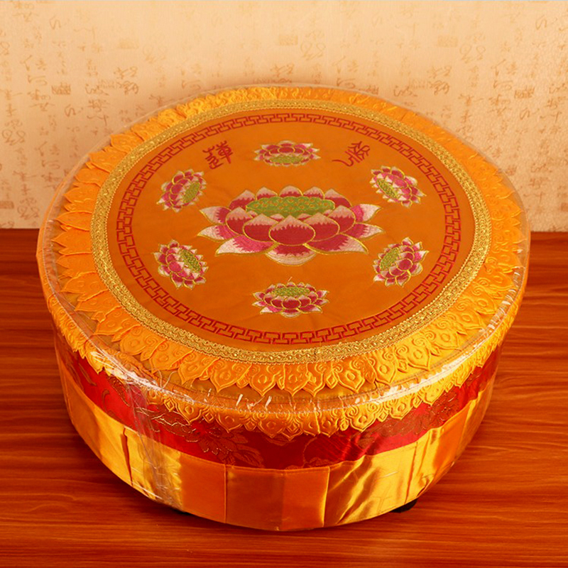 Buddha Hall Lotus worship mat Solid wood kneeling mat Household kowtow mat Round thickened embroidered temple worship chair Solid wood worship stool