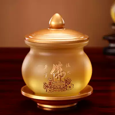The ancient method of Taiwan glass is used for the Buddha. The pure copper holy water cup is dedicated to the Bodhisattva water cup.