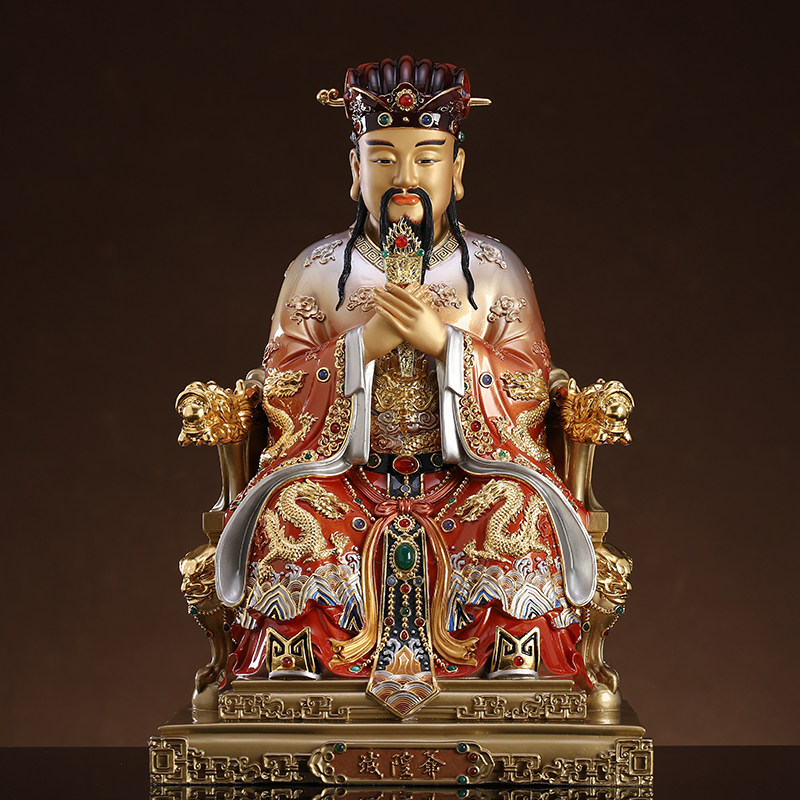 City God God statue pure copper painted Chenghuang Gong Buddha statue dedicated to the patron saint of the City God Temple to keep peace Fengshui decoration