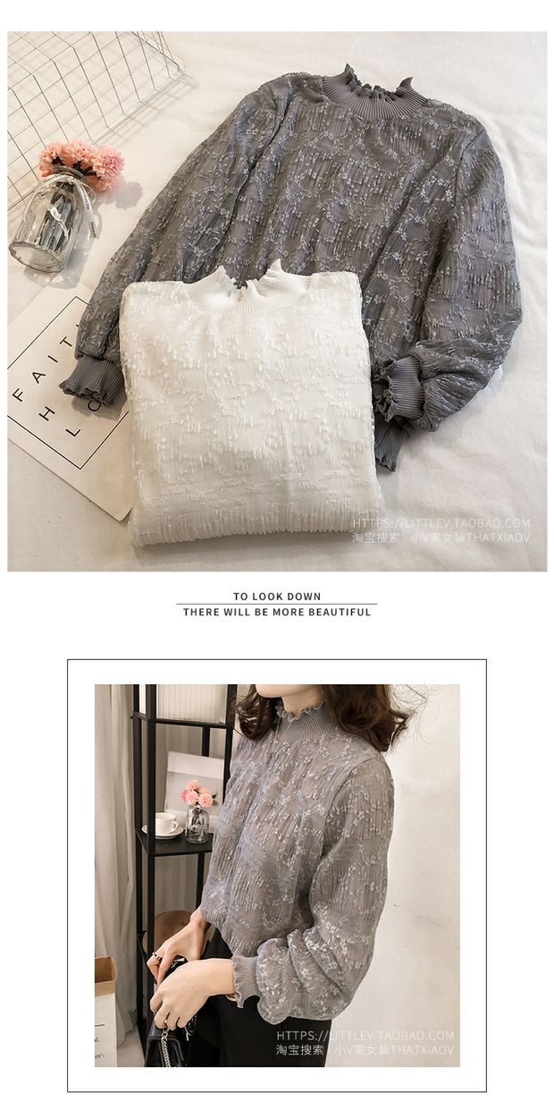 Thu đông 2018 mới size lớn nữ chất béo mm ren cộng với áo thun nhung dài 200 kg áo dài tay áo hoodie nữ