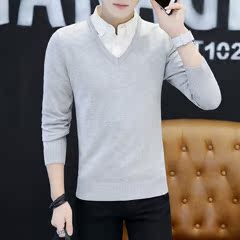 Áo sơ mi cổ lọ màu đơn sắc áo len nam hai đầu mảnh mai Thanh niên Hàn Quốc kinh doanh bình thường nam mặc áo len quần áo nam đẹp