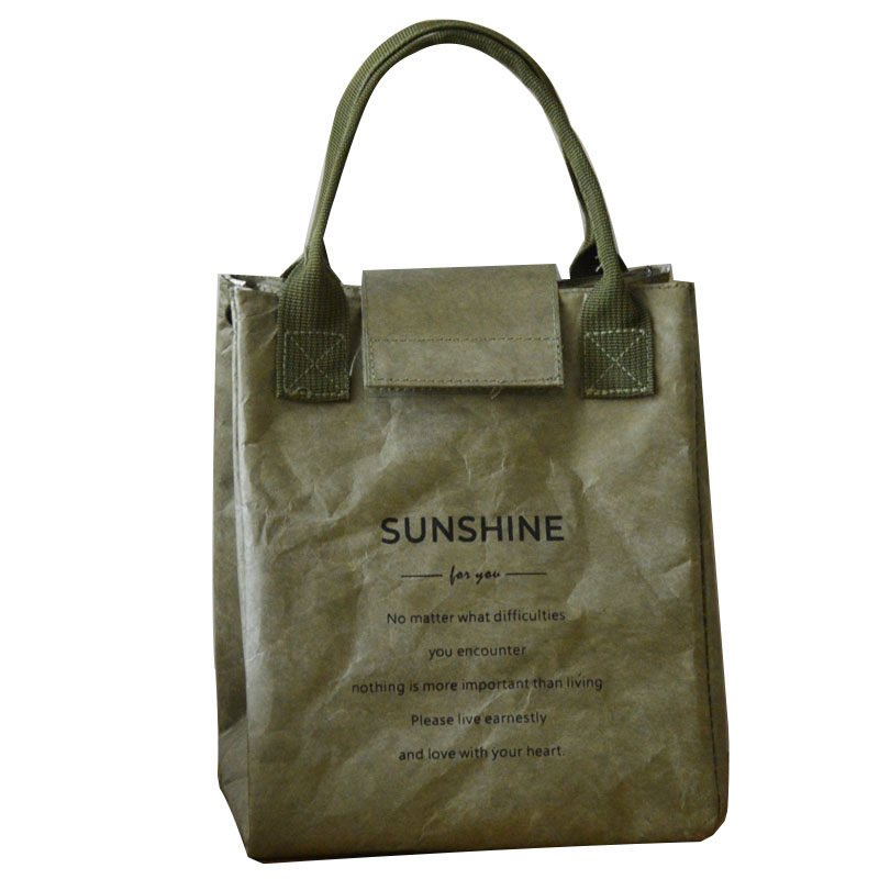 DuPont Paper Japanese Style Waterproof Thermal Lunch Bag - Niche Wood Spring Love Handheld Foil Bento Box Bag - Thumbnail 6