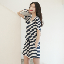 Summer new Modale short sleeve shorts suit pyjamas woman thin section V collar minimalist around the house The net red can be worn