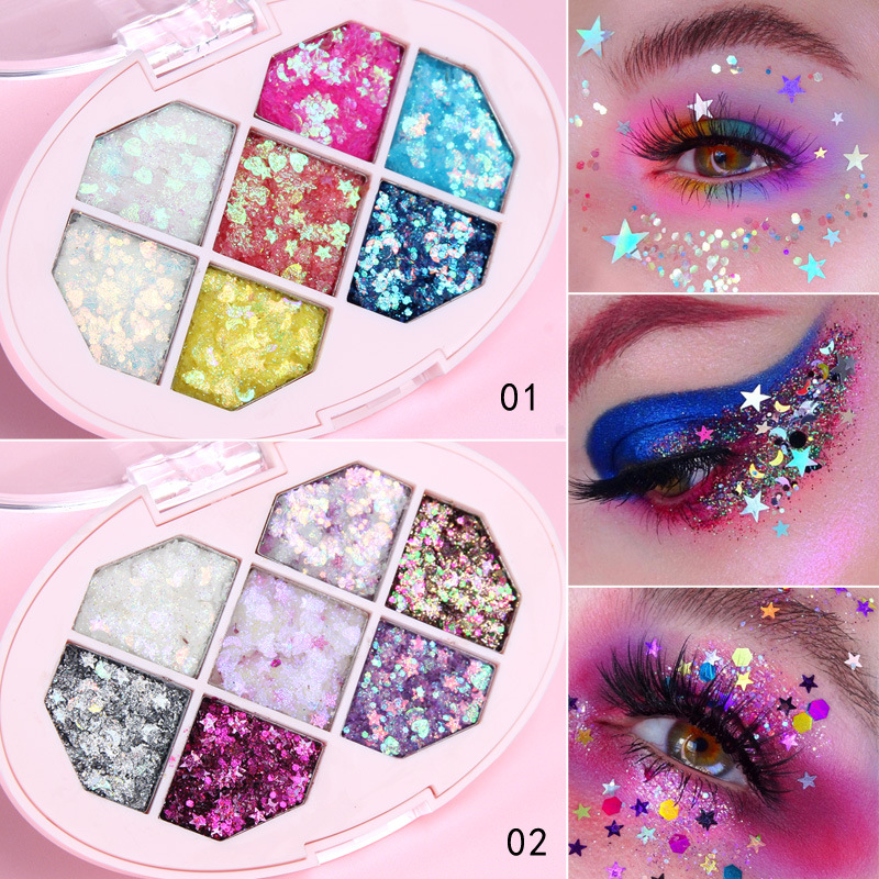Diamond Sequin Eyeshadow Palette Glitter Powder Sequin Gel Pentagram Star Fragment Stage Makeup Performance Children's Performance