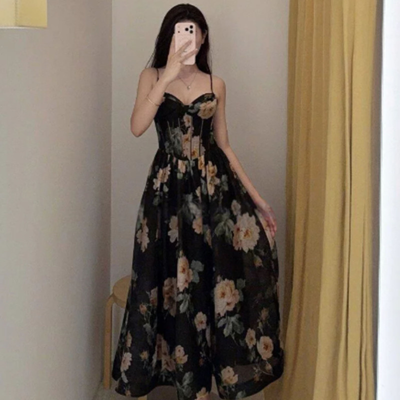 Zimm Australian Luxury Clothing High-End Custom 26 Spring/Summer Holiday New Printed Corset-Style Mid-Length Spaghetti Strap Dress Zimm Australian Luxury Clothing High-End Custom 26 Spring/Summer Holiday New Printed Corset-Style Mid-Length Spaghetti Strap Dress