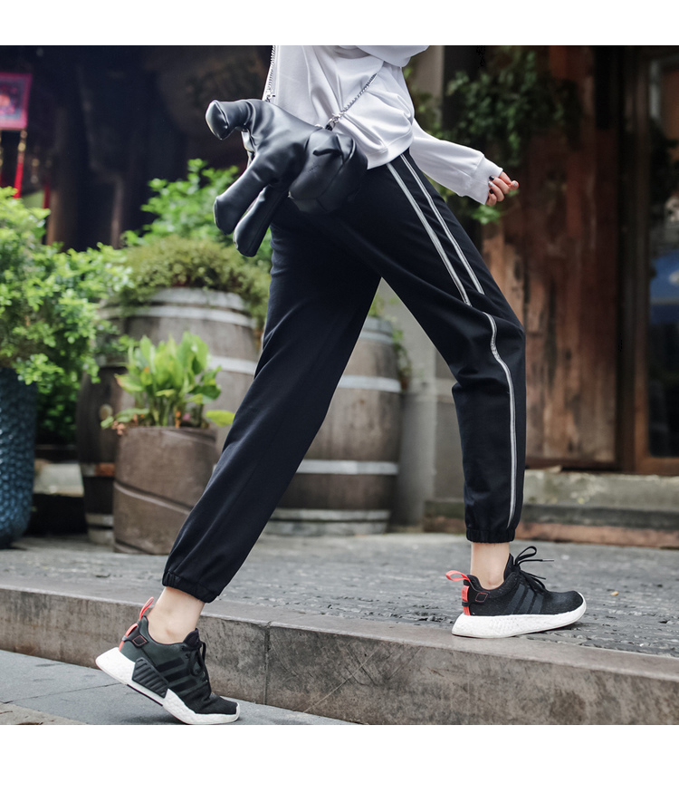 Quần harem size lớn mùa thu và đông nữ lỏng lẻo miệng sinh viên quần thể thao béo mm hoang dã chín quần thường quần jean lửng nữ