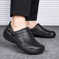 Dép Baotou nam 2023 mùa hè mới bếp đầu bếp chống thấm nước đặc biệt chống dầu chống trượt dép đi trong nhà màu đen dép bếp