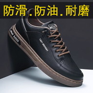 giày du lịch Giày thể thao thông thường chống nước, chống trơn trượt và chống dầu cho nam nhà bếp mùa hè, giày bảo hộ lao động đầu bếp bằng da màu đen cho nam giày nữ đi du lịch giày swat chính hãng