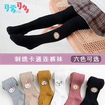 Childrens pants are thin cartoon embroidered high bullet pantyhose spring and autumn 1-3-5-8 years old girl baby sock