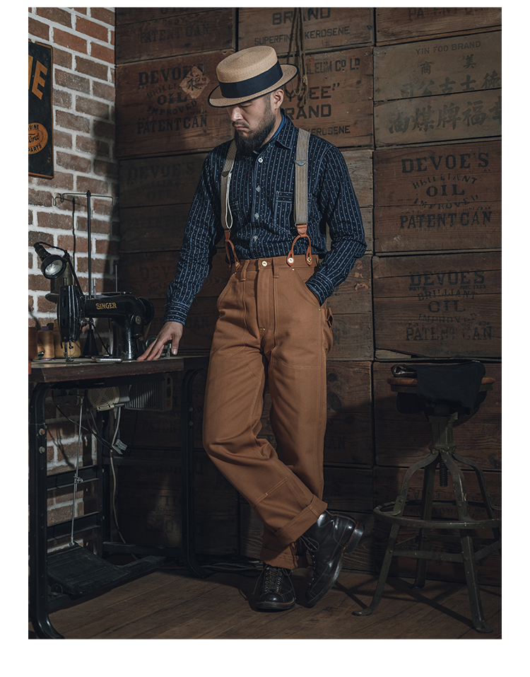 Bronson Mens Work Pants Canvas Cotton Suspender Trousers