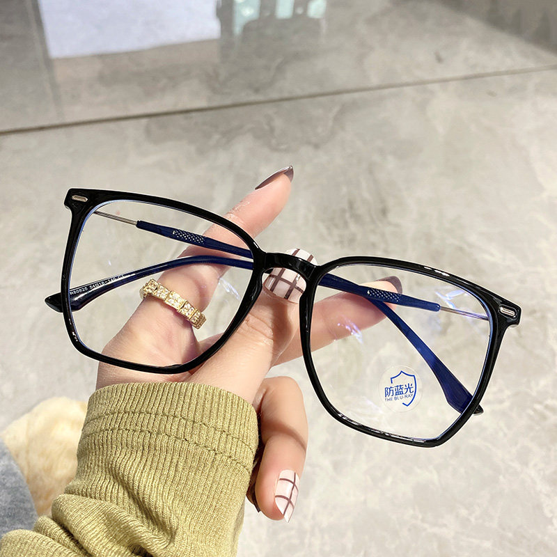 Anti-blue light anti-radiation myopia glasses large box display slim black mesh red vegan with eye and eye for men and women flat light