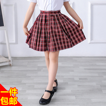 Shenzhen Elementary School Girls Uniform Spring Summer Dress Uniform Dress Plaid Fully Elasticated