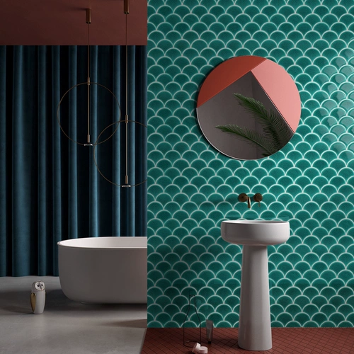 Глубокая ледяная чешуйка кирпичная зонтика -керамическая мозаичная плитка фоновая стена туалет, плитка вентиляционного вентилятора Xuangan