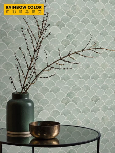 Вентилятор натурального камня -Мозаичная рыба шкала