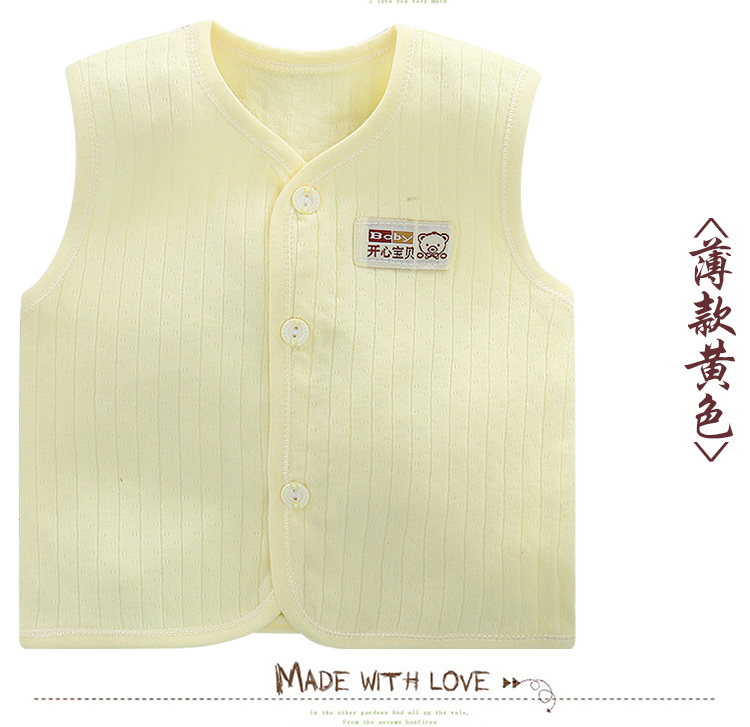 Mùa xuân và mùa thu bé vest mùa hè mỏng bé vest cotton trẻ em vest ấm nam giới và phụ nữ bé bông màu vest