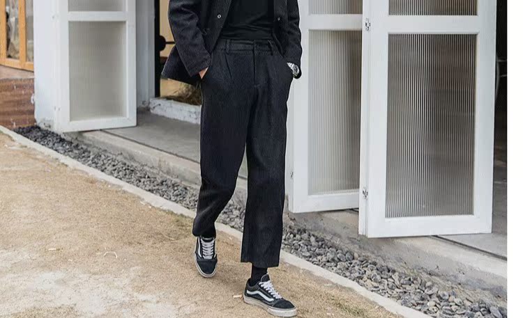 Mùa đông retro tự chế pin phong cách không cổ áo Ý áo khoác thủy triều chic áo khoác da nam