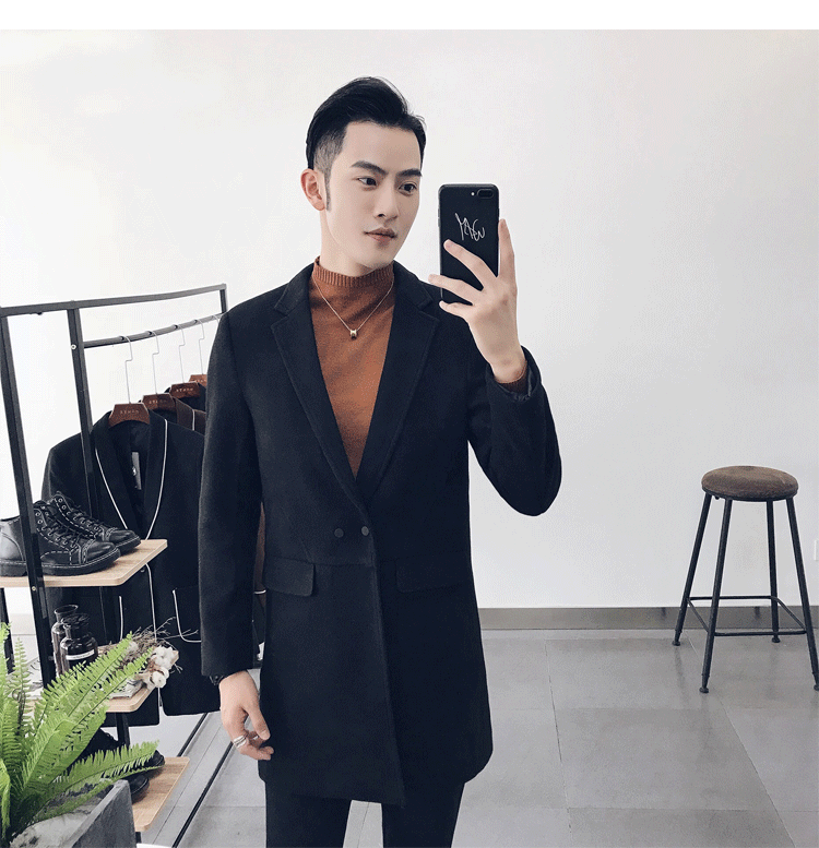 Áo khoác nam ánh sáng trưởng thành 2017 mới phiên bản Hàn Quốc của áo len thủy triều Slim màu rắn dài áo gió nam áo jacket nam