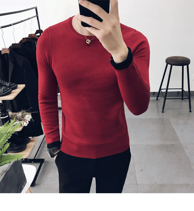 Mùa đông 2018 mới quý ông Anh diện áo cổ tròn hai mặt dệt áo len dày nam áo len nam cổ tròn