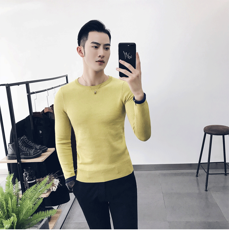 Mùa đông 2018 mới quý ông Anh diện áo cổ tròn hai mặt dệt áo len dày nam áo len nam cổ tròn