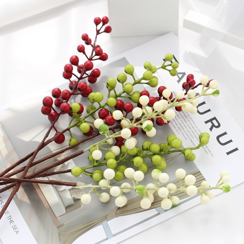 Simulation single-branch fake bouquet plastic wedding flower art little fresh berries are indoor home Decorative Living Room Table
