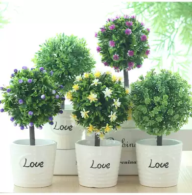 Fresh simulation flower green plant small potted bonsai flowers and grass fake flower decoration indoor living room table ornaments