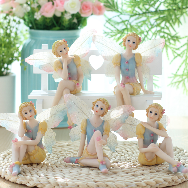 Angel Flowers Fairies Resin Doll Swing Piece Eurostyle Home Living Room Adornment Christmas Birthday Wedding Gift Cake