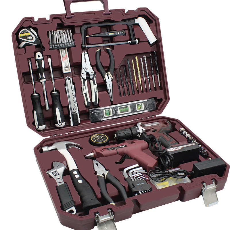 Red Tool Box Set Home Hardware Kit Small Household Daily Maintenance Repair