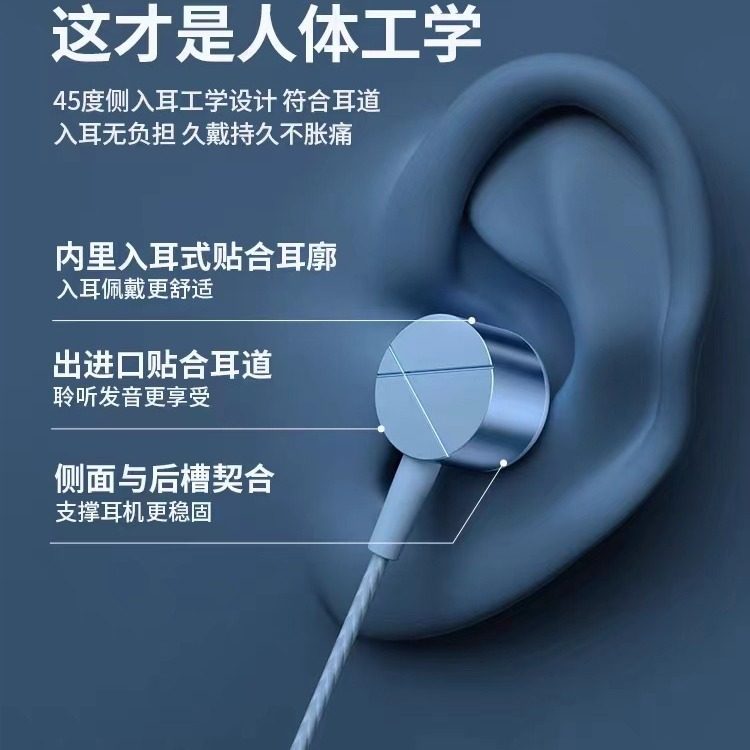 Wired Headphones Type-C Interface In-Ear 2023 New Model Suitable for Vivo Xiaomi Oppo Noise Reduction Round Hole Universal