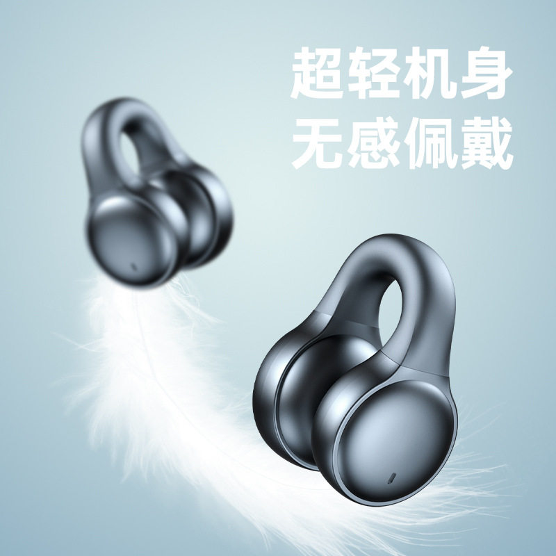 Non-In-Ear Bone Conduction Bluetooth Headphones, True Wireless Sports Ear Clip Type, Ultra-Long Battery Life, Over-Ear, Suitable for Both Men and Women