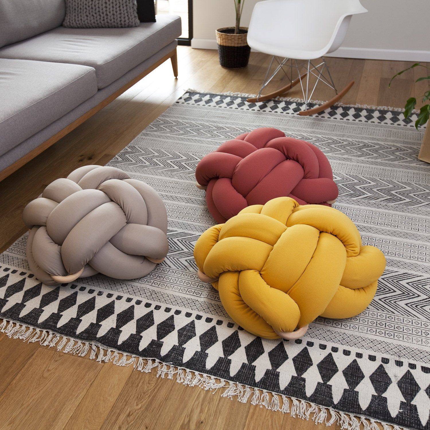 Nordic ins style design sense pier home comfortable foot model room futon creative sponge woven soft cushion