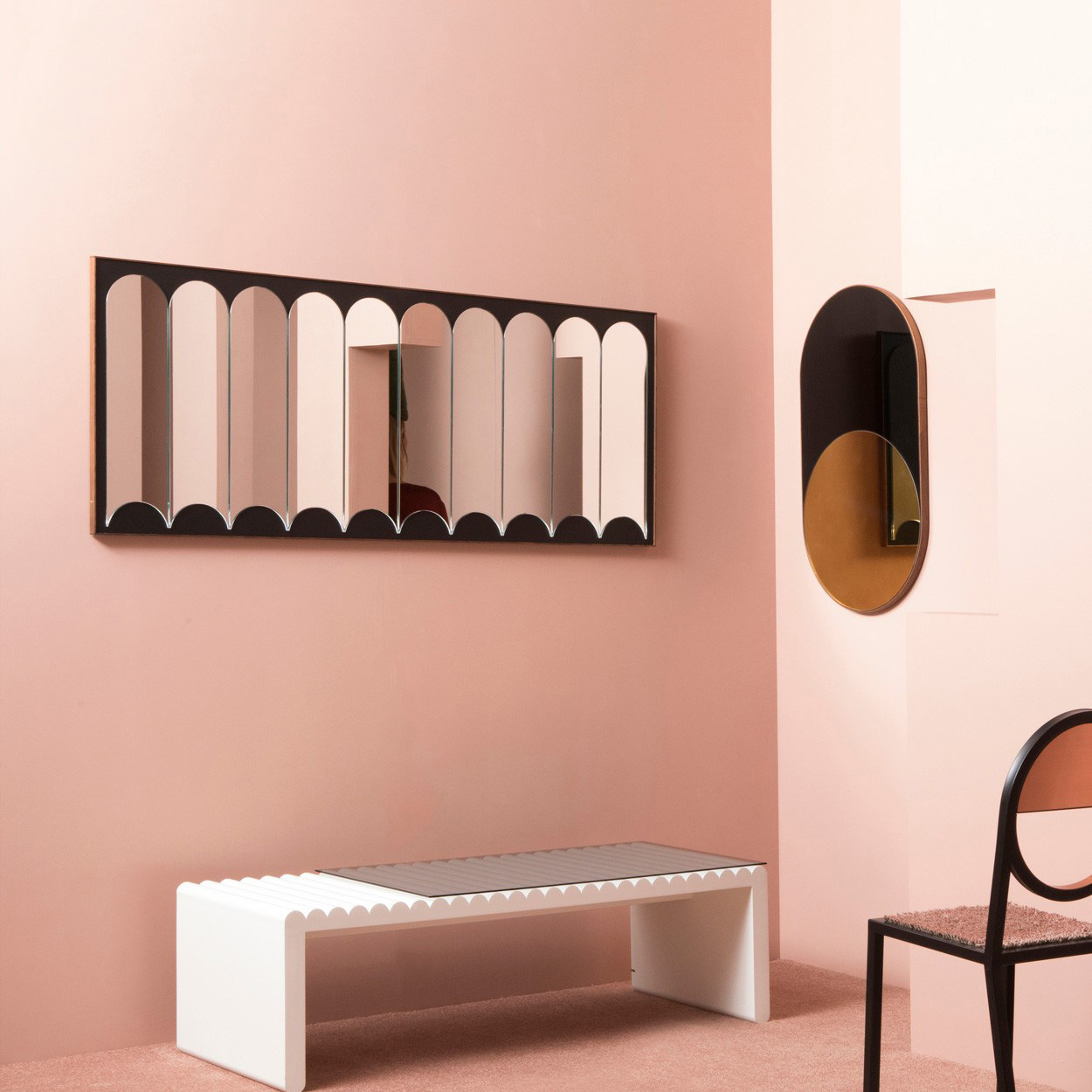 Swedish Ins Designer Wall Accessories Mirror Black & White Piano Mirror Genguan Living-room Decoration Mirror Hotel Clothing Store Photo Mirror