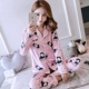 Mùa xuân và mùa thu bông tinh khiết quần áo giam giữ quần áo dài tay cho bà bầu cho con bú quần áo phụ nữ có thai đồ ngủ mùa hè mỏng kích thước lớn bộ quần áo - Giải trí mặc / Mum mặc